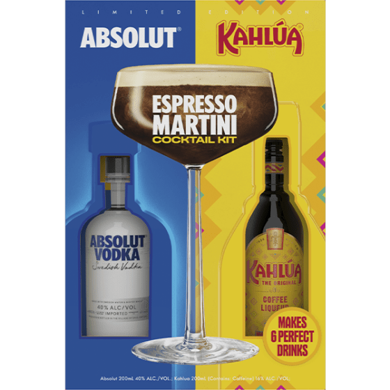 Buy Absolut Absolut & Kahlua Espresso Martini Cocktail Kit at Secret Bottle