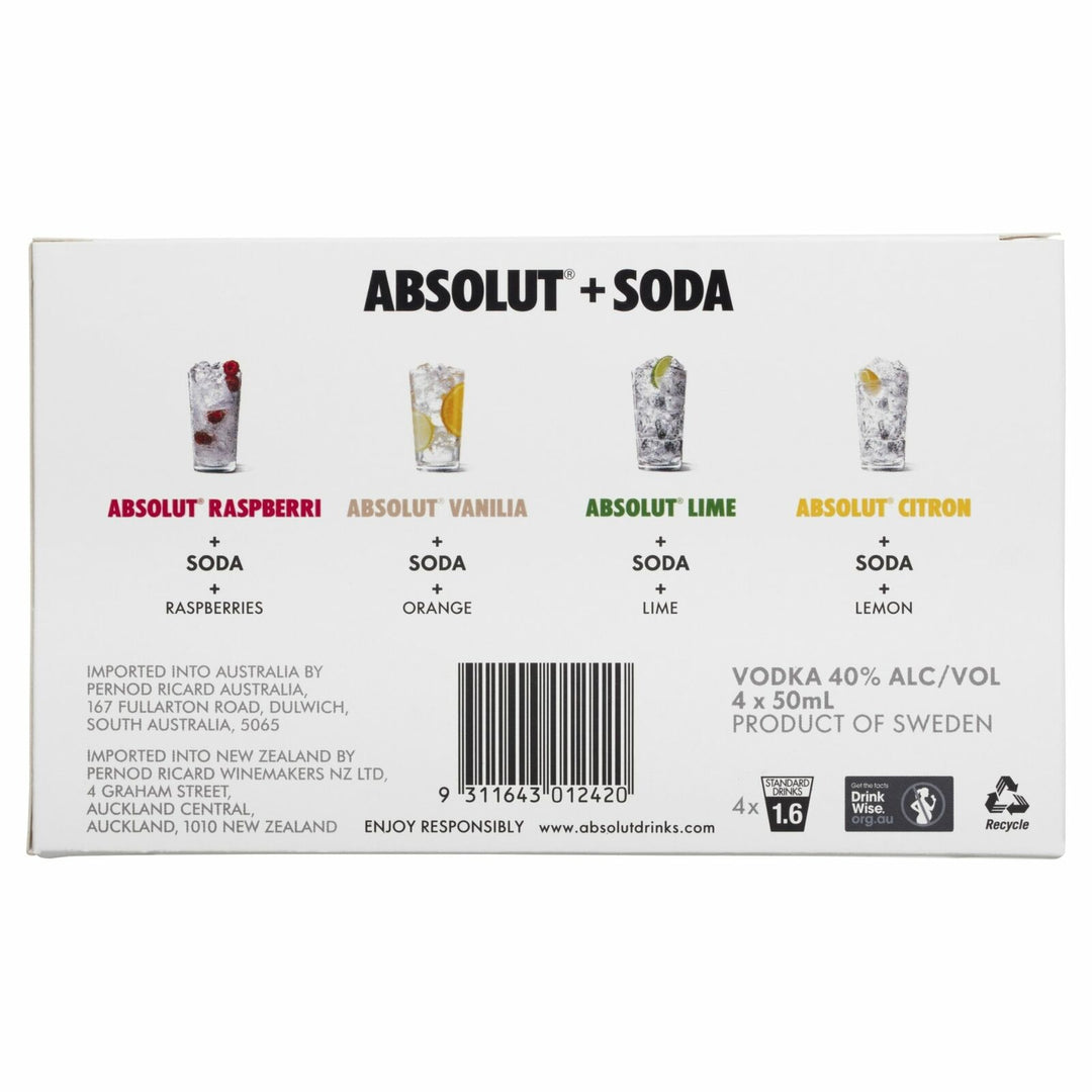 Buy Absolut Absolut Vodka Flavours Miniatures Gift Pack (4 x 50ml) at Secret Bottle