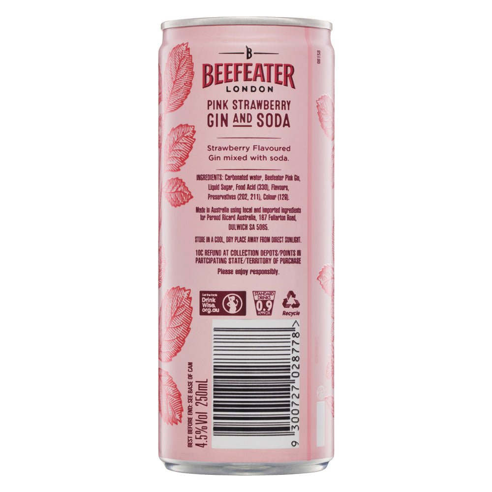 Buy Beefeater Beefeater London Pink Strawberry Gin And Soda (4 Pack) 250mL at Secret Bottle