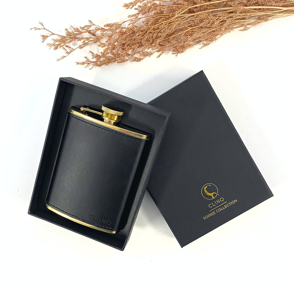 Buy Clinq Premium Leather & Brass Hip Flask at Secret Bottle