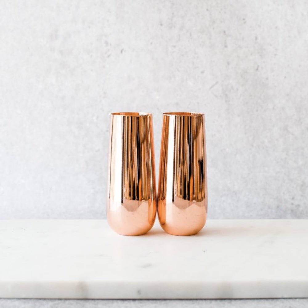 Buy Clinq Copper Stemless Champagne Flutes at Secret Bottle