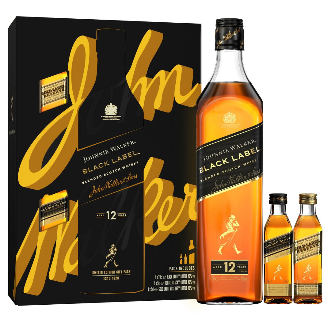 Buy Johnnie Walker Johnnie Walker Black Label Whisky Gift Pack (700mL + 2 x 50mL) at Secret Bottle