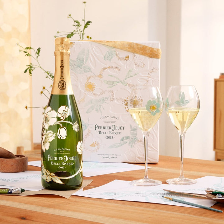 Buy Perrier-Jouët Perrier-Jouët Belle Époque 2015 Champagne Gift Pack with 2 Glasses (750mL) at Secret Bottle