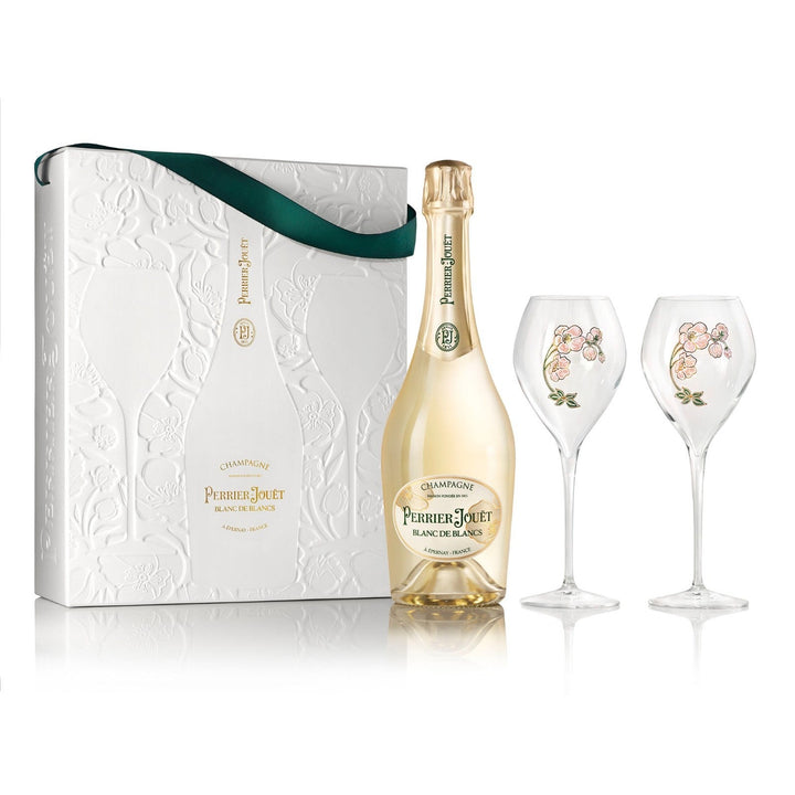 Buy Perrier-Jouët Perrier-Jouët Blanc de Blanc NV Champagne Gift Pack with 2 Glasses (750mL) at Secret Bottle