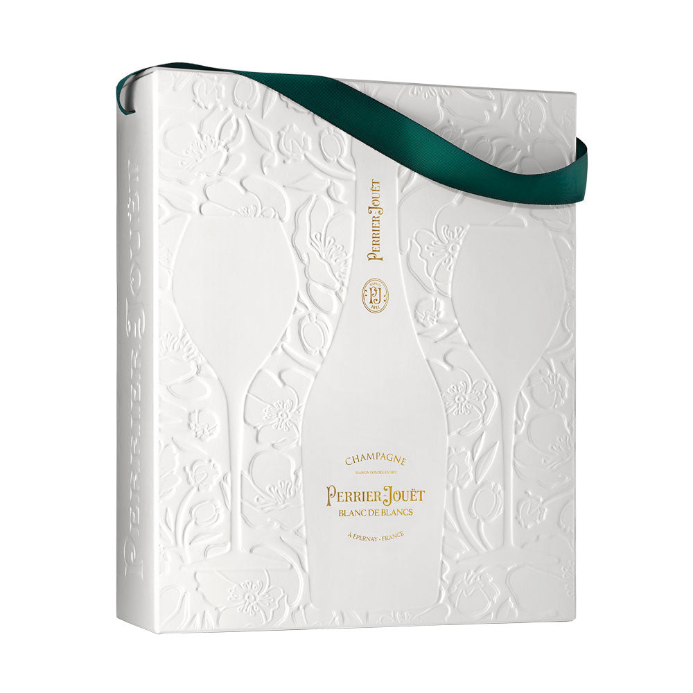 Buy Perrier-Jouët Perrier-Jouët Blanc de Blanc NV Champagne Gift Pack with 2 Glasses (750mL) at Secret Bottle